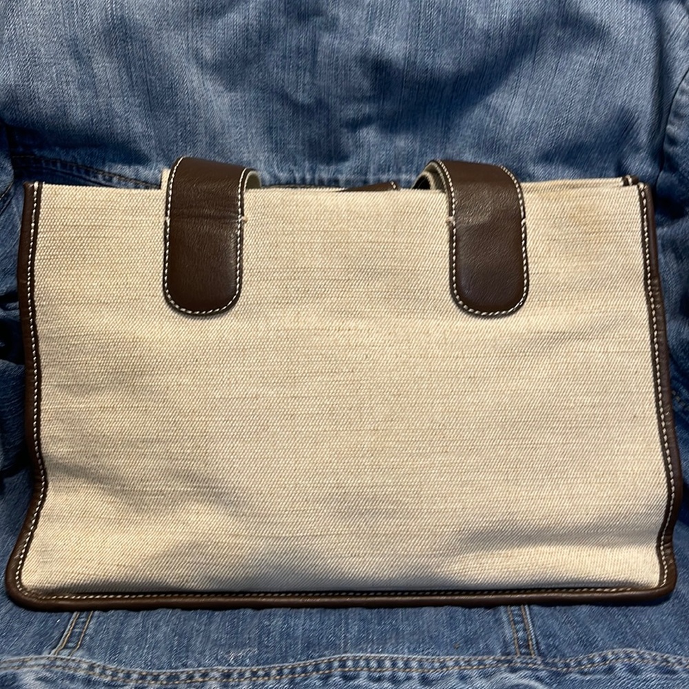 Eddie Bauer small beige canvas tote
